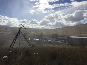 raintower sprinkler in a field