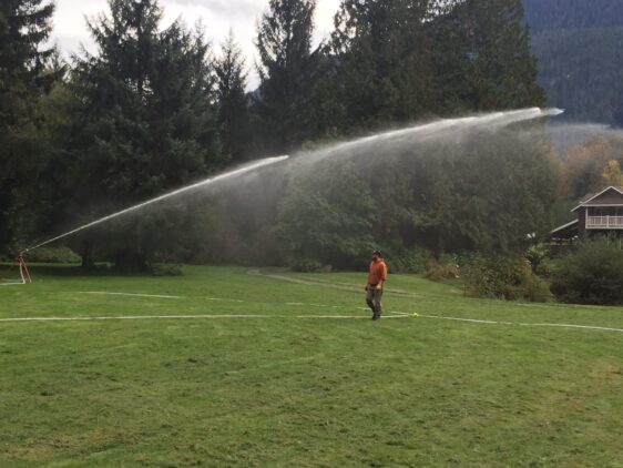 Raintower Sprinkler in use